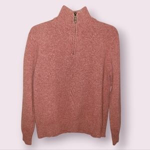 J.Crew Men's 100% Lambswool 1/4 Zip Pullover Sweater Rust Orange Brown Size L